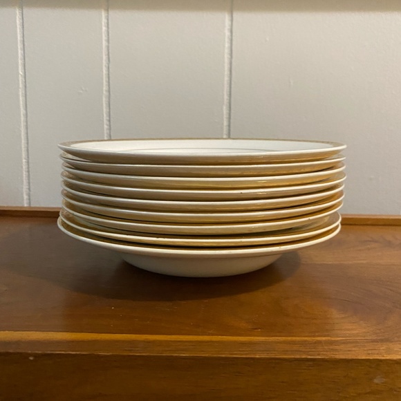 American Limoges Triumph Vermillion Rose Soup Bowls 22-K set of 9 - Picture 2 of 5